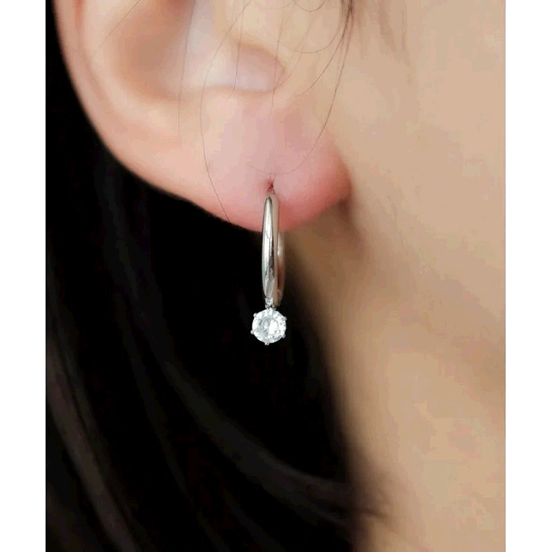 日本直邮ebine 女士Zirconia Hoop Pierce 耳环金属过敏适用316-Taobao