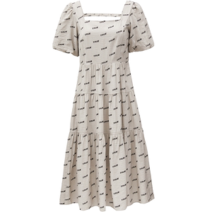 
[ONLY Outlet] Spring and summer new style French retro waist slimming mid-length skirt floral dress for women