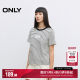 ONLY2025 summer new style chest letter LOGO design front shoulder double-layer round neck striped short-sleeved T-shirt for women