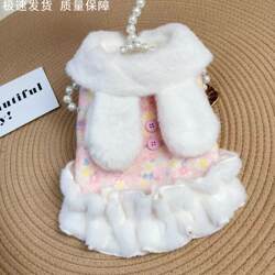 Warm Pet Clothing for Teddy, Bichon, Small Puppies, and Cats; Spring, Autumn, and Winter Outfits; Dresses; Dog Clothes; Winter Princess Outfits