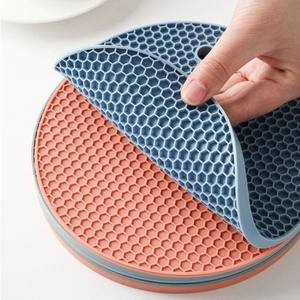 
[Silicone Insulation Mat Set] Pot Mat Anti-scalding Honeycomb Round Thickened High Temperature Resistant Silicone Placemat Anti-Slip Home