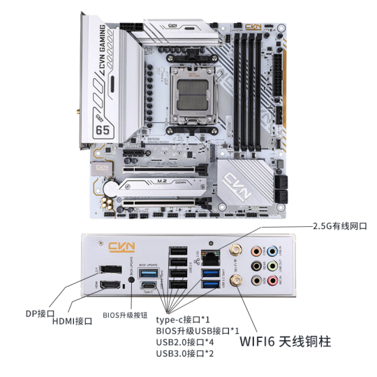 Carte mère Colorful CVN B650M Battleship Blanche avec CPU AMD