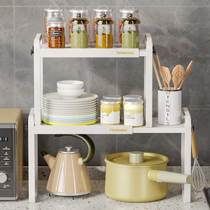 
Telescopic kitchen multi-layer classification storage rack cabinet sink pot countertop seasoning storage microwave oven storage rack