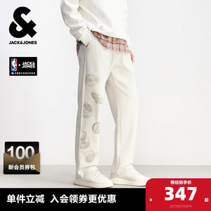 
Jack Jones men's spring sweatpants NBA team pattern printed embroidered patches casual trousers