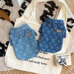 Pet Clothing Autumn and Winter Windproof Denim Shirt Cat and Dog Clothes Warm Trendy Brand Stylish Anti-Cold Clothing