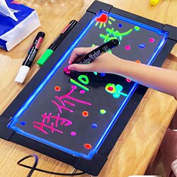 Luminous Small Blackboard Advertising Board, Handwritten Stall Display Board, Rechargeable Night Market Hanging Led Fluorescent Board Advertising Board