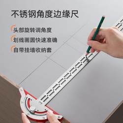 Stainless Steel Edge Ruler Angle Ruler High-Precision Semicircular Woodworking Ruler Multifunctional Angle Ruler Measuring and Marking Arc Ruler