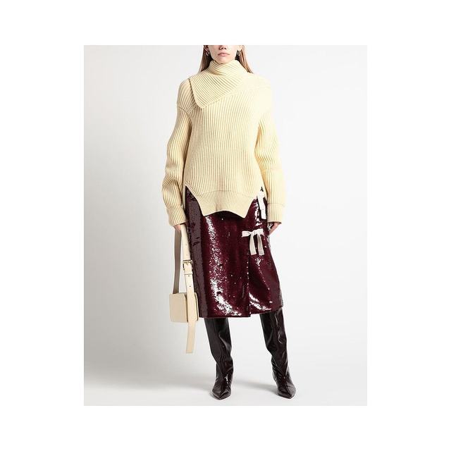 Jil Sander Women's Sweater Long Sleeve Long Turnis Neck Wool Knit Hooded High-end
