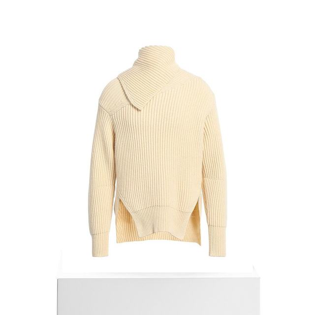 Jil Sander Women's Sweater Long Sleeve Long Turnis Neck Wool Knit Hooded High-end
