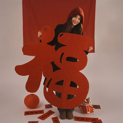 2026 New Year Year of the Horse Photo Props with Large Fortune Character Stickers Decorations for New Year and Spring Festival Door Scene Arrangement