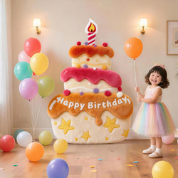 Girl's Birthday Decoration Scene Cartoon Cake Kt Board Atmosphere Decoration Background Wall Ceremonial Photo Props
