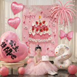 Girl's Birthday Decoration, Happy 8Th Birthday, Small Hanging Cloth, Ceremony Scene Setup Props, Ceremonial Photo Shoot for 10-Year-Olds