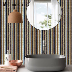 Retro Black and Gold Glass Mosaic Tiles for Bathroom, Kitchen, Homestay, Balcony, Bar Counter Background, Bathroom Wall Stickers, Puzzle