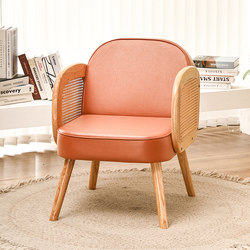 Rattan solid wood cream style leisure sofa chair