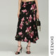 DONEEDDONEED2025 summer elegant temperament mid-length one-piece button printed irregular skirt for women