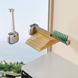 New suction cup clothes hanger hanging rod multifunctional telescopic free