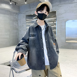 Boys' Spring Shirt Jacket, Spring and Autumn 2026 New Style, Children's Denim Top, Boys' Spring Long-Sleeve Trendy and Stylish