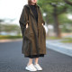 Large size women's clothing, spring and autumn new fashion and literary style hooded windbreaker, fat mm loose temperament, versatile mid-length jacket