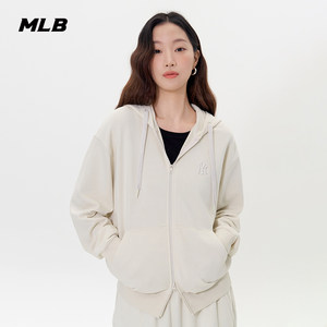 
MLB official male and female couple solid color small LOGO casual zipper hooded sweatshirt jacket autumn new TRB01