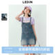 Lecho College style retro strap skirt summer new casual work style denim suspender vest skirt
