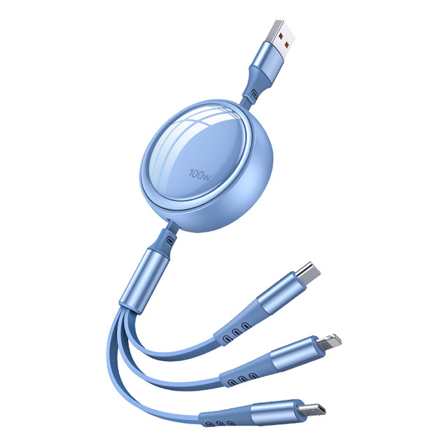 Three-in-one data cable retractable one-to-three charger cable three ...