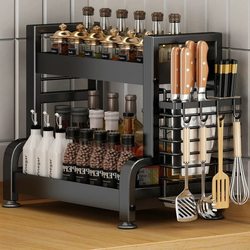 Kitchen Spice Rack Countertop Multifunctional Chopstick and Knife Holder Storage Rack Multi-Layer Household Spice Storage Rack
