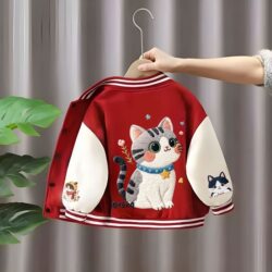 Girls' Clothes Bring Good Luck Cat 2026 New Children's Spring and Autumn Baseball Jacket Girls' Cardigan Sweatshirt Coat