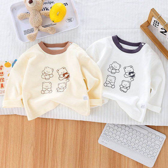 
Baby long-sleeved T-shirt pure cotton A-type men and women children's base shirts for spring and autumn babies autumn clothes for new clothes for outerwear