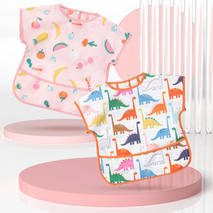 
Lu Binghua's new big cartoon waterproof bib short-sleeved clothing for children's meal clothes watermelon pud bib baby