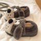 Cotton slippers for women winter indoor home thick-soled non-slip cute big-eared dog warm plus velvet bag heel cotton shoes for men