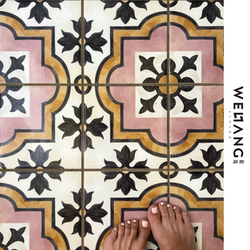 French Retro Small Tiles Pink Black Hand-Painted Tiles Kitchen Balcony Bathroom Garden Chain Hotel Wall Floor Tiles