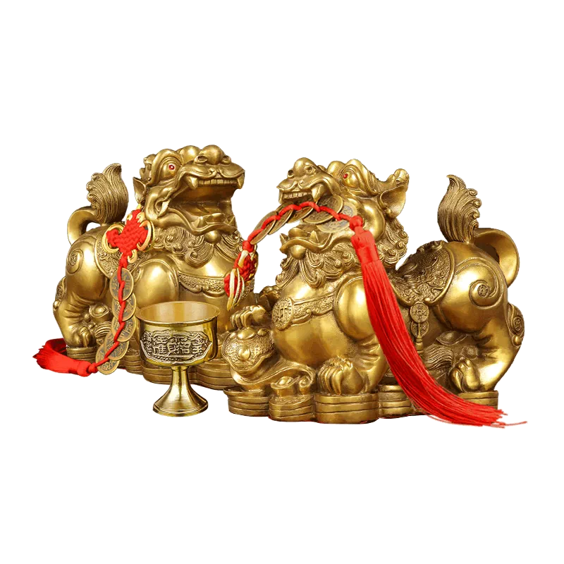 铜貔貅摆件一对纯黄铜家居客厅皮丘貔办公室店铺2025蛇年中式-Taobao