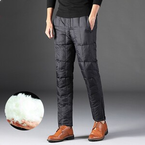 
Down pants for men, outer wear for middle-aged and elderly people, high-waisted inner lining cotton pants, trendy brand thickened straight northeastern warm white duck down