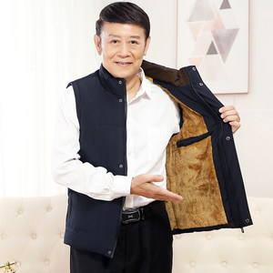 
Winter cotton vest for middle-aged and elderly men, thickened waistcoat, velvet vest for the elderly, dad's winter clothing, warm inner jacket