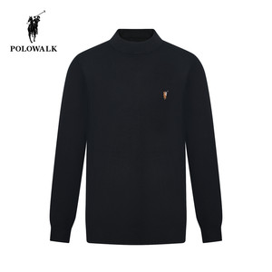 
POLOWALK half turtleneck sweater for men 2024 autumn and winter new casual warm versatile solid color pullover sweater for men