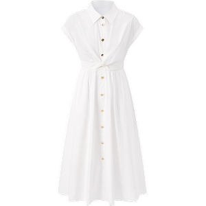 
PEACEBIRD Twist Shirt Dress Women's Summer Design Dress Fashionable Cotton Short Sleeve Long Skirt
