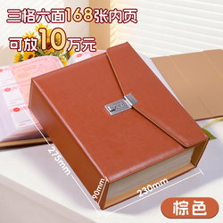 Cash Password Lock Money Book, 100,000 Yuan Capacity, Thick Leather Cover, Money Binder, 2026 New Model, Ten Thousand Yuan Super Large Capacity, Only for Storing Money, Popular Money-Saving Book, Banknotes, Coins, Hundred-Yuan Bills, Double-Sided Storage