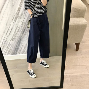 
2026 Summer New Thin Cotton Harem Casual Pants Women's Loose Japanese Straight Pants Eight-Point Pants Trendy
