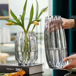 Living Room Flower Arrangement Glass Vase Ornament Art Transparent Light Luxury Hydroponic Fresh Flowers Rose Vase Dining Table Lily Vase