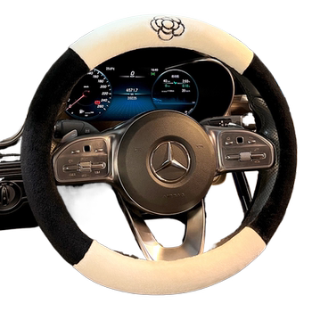 car steering wheel cover plush camellia winter