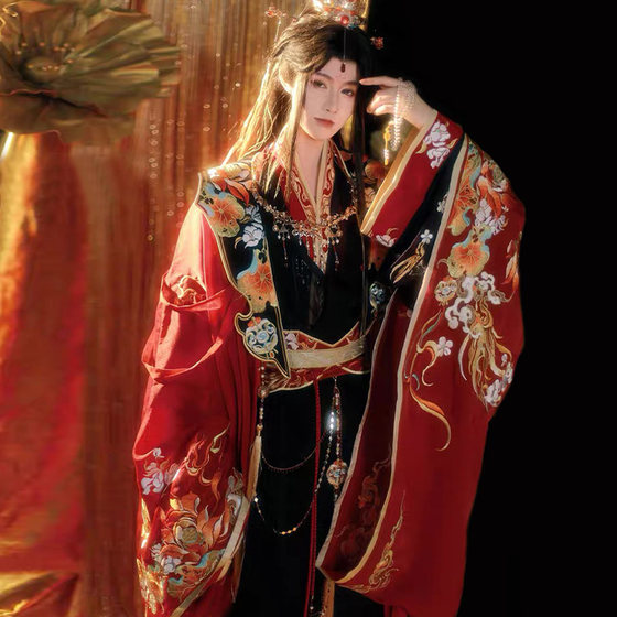 
Hanfu, Southern and Northern Dynasties large-sleeved shirts, heavy embroidery, ancient style, waist-length collar, Wei and Jin martial arts style, men's and women's national style suits