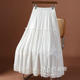 Spliced ​​black ears casual white skirt for women with big styling summer 2025 new A-line skirt long skirt umbrella skirt summer