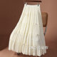 2025 new Autumn and Winter 2025 draped bow cake skirt skirt women's slim white skirt long skirt umbrella skirt
