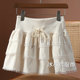 Design-sensory bow drawstring lace short skirt skirt for women 2025 autumn and winter lace velvet cake umbrella skirt