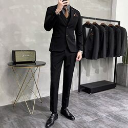 Winter Handsome Little Suit for Men, Slim-Fit Korean Style Casual Suit Jacket, Groom's Wedding Dress, Formal Wear