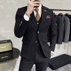 Double-Breasted Casual Suit for Men, High-End, Stylish, Slim-Fit Groom's Wedding Suit, Business Commuter Suit Jacket