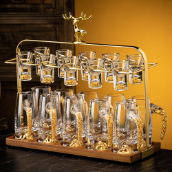 High-End Light Luxury Crystal Glass Liquor Cup Set for Home Use, Chinese-Style Small Wine Cups, Two-Ounce Liquor Vessel, Wine Set