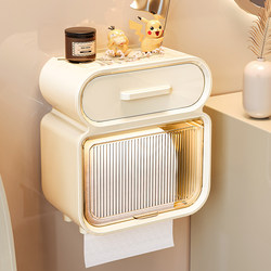 No-Drill Bathroom Tissue Box, Wall-Mounted Toilet Paper Holder, Waterproof Toilet Paper Storage Rack