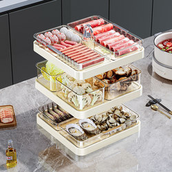 Hot Pot Side Dish Tray, Large Capacity for Home Use, Kitchen Rotatable Compartmentalized Ingredient Storage Rack, Multi-Layer Food Preparation Tray Organizer