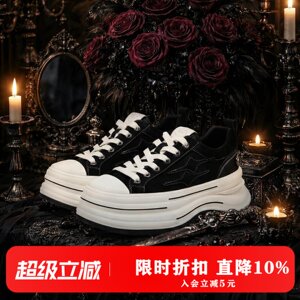 KILLWINNER Lihuo series canvas shoes black 7cm thick sole casual shoes couple model KW
